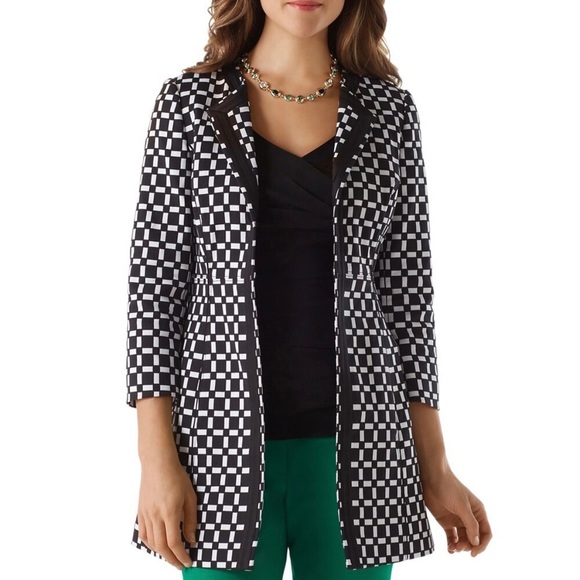 WHBM Geo Print Jacquard Trench - Picture 2 of 5